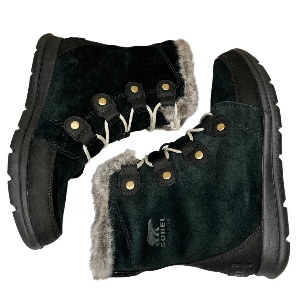 SOREL Explorer Joan Black/Dark‎ Stone Winter Boots Women’s Size 10